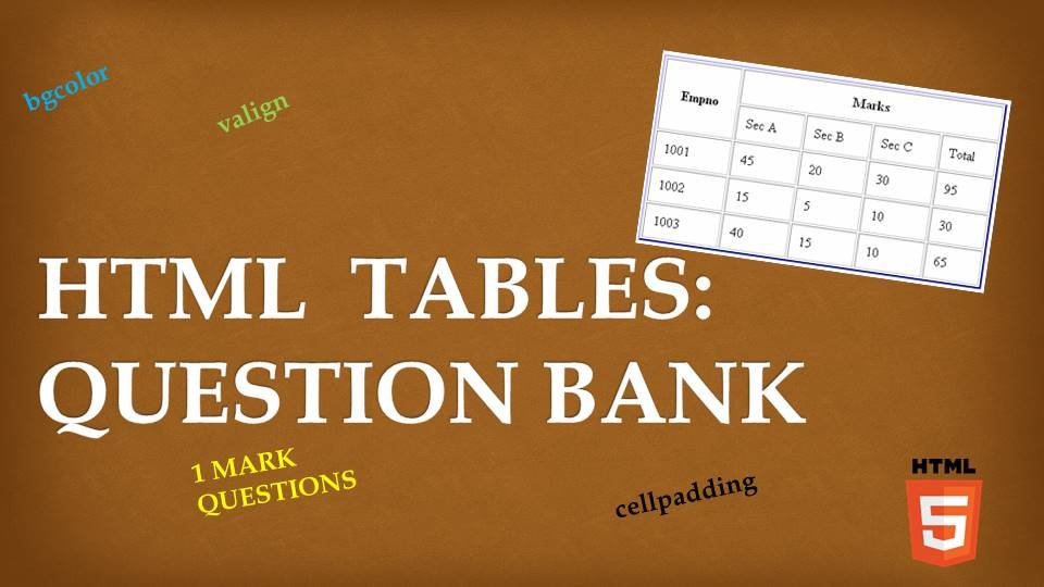 table tag assignment in html